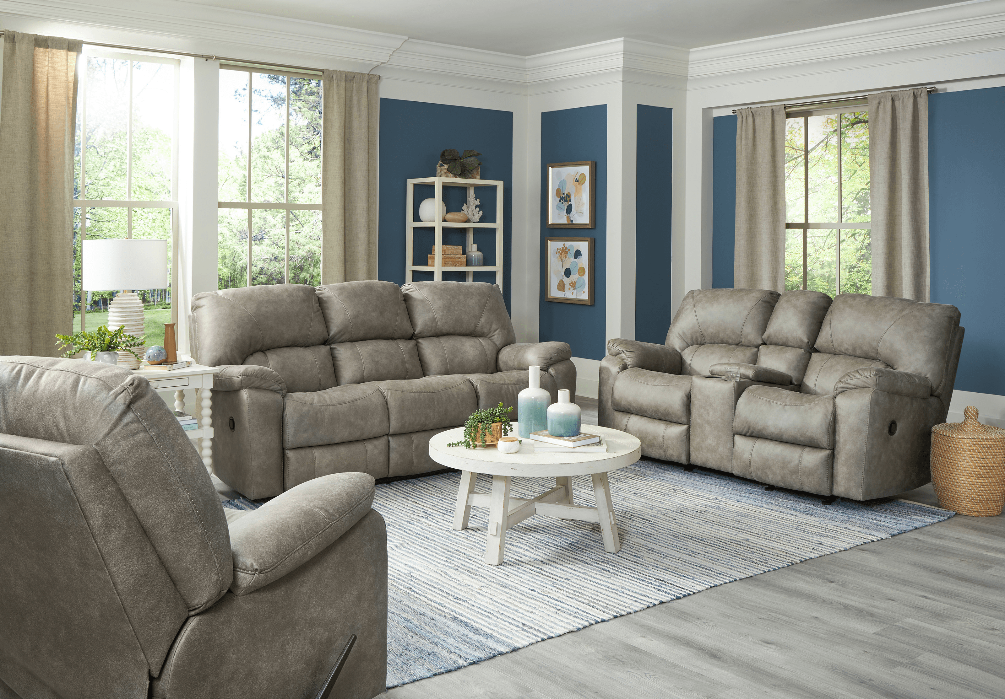 Sapphire Fog Manual Reclining Sofa